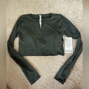 lululemon athletica Forest Green Long Sleeve Crop Top